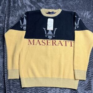 La Martina Maserati Big Logo Sweater Knitted Wool Men Size S Black Beige
